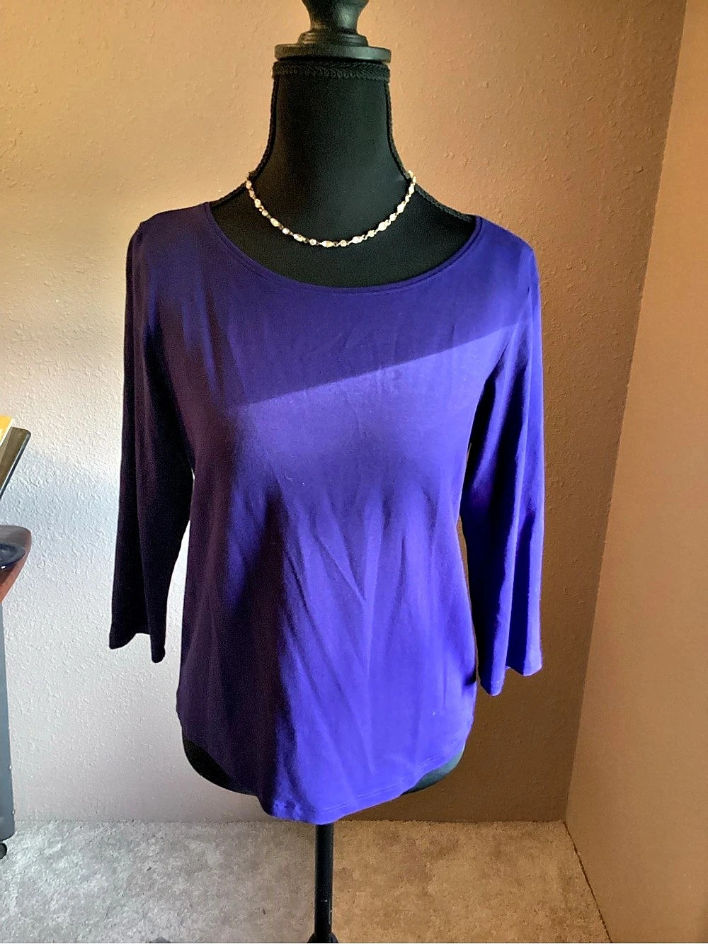NWT Eileen Fisher Blue 3/4 Sleeve Top Petite Small
